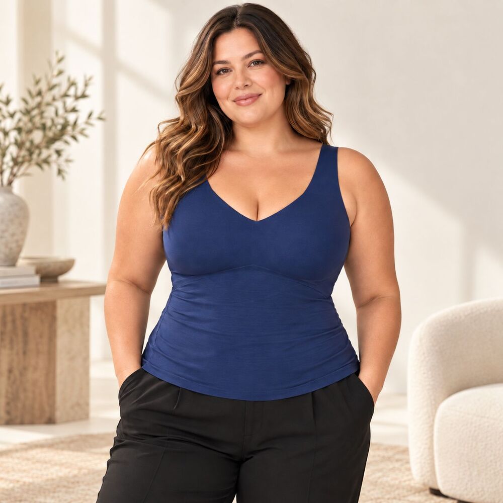 Honeylove LiftWear Tank XL Navy Blue Shapewear Compression Top Unpadded Bra Cami